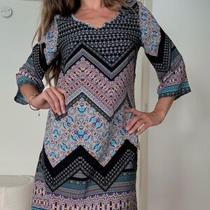 Multicolor Geometric Pattern Dress